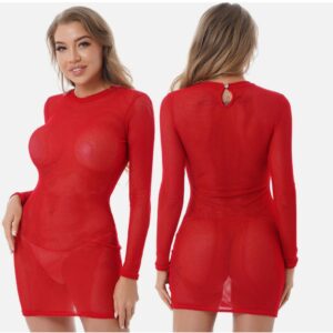Womens Mesh Fishnet Bodycon Dress See-through Babydolls Nightwear Bikini Cover Ups. Soft fabric, breathable, good stretchy, comfy to touch and wear, makes you feeling well. see-through dress highlights your charming curve and makes you more attractive. Great for date night, Valentine’s Day, honeymoon, bridal gift, vacation, beach, pool party. Please check the size clearly before purchasing, hand wash cold recommend.